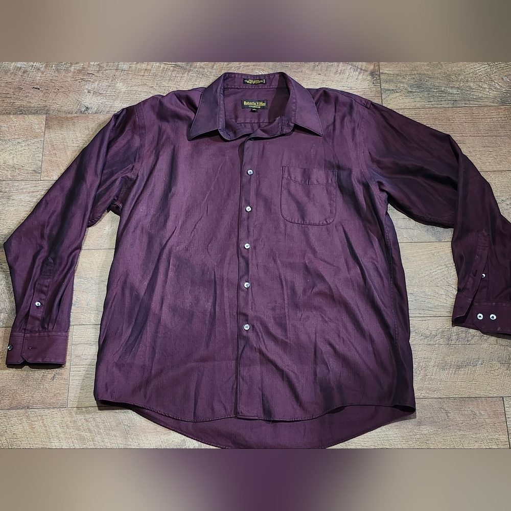 Villini (Roberto) men's black & red striped long sleeve button up - Picture 8 of 9